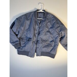 Universal Thread Quilted Bomber Jacket Blue Cotton Blend Pockets Women's XL